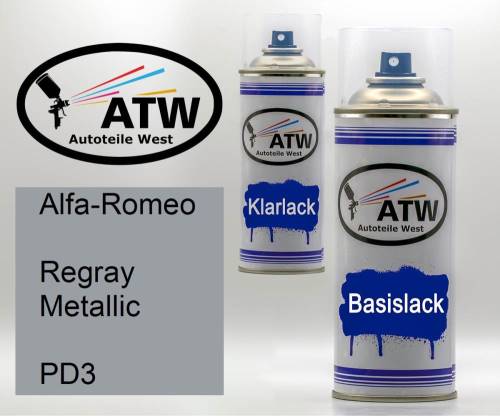 Alfa-Romeo, Regray Metallic, PD3: 400ml Sprühdose + 400ml Klarlack - Set, von ATW Autoteile West.